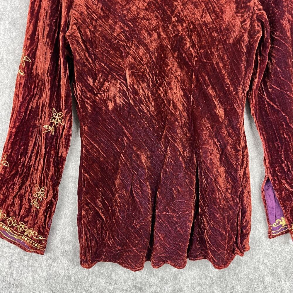 VTG Cache Crushed Velvet Top Womens‎ Small Silk Blend Embroidered Y2K Whimsigoth - Picture 15 of 16